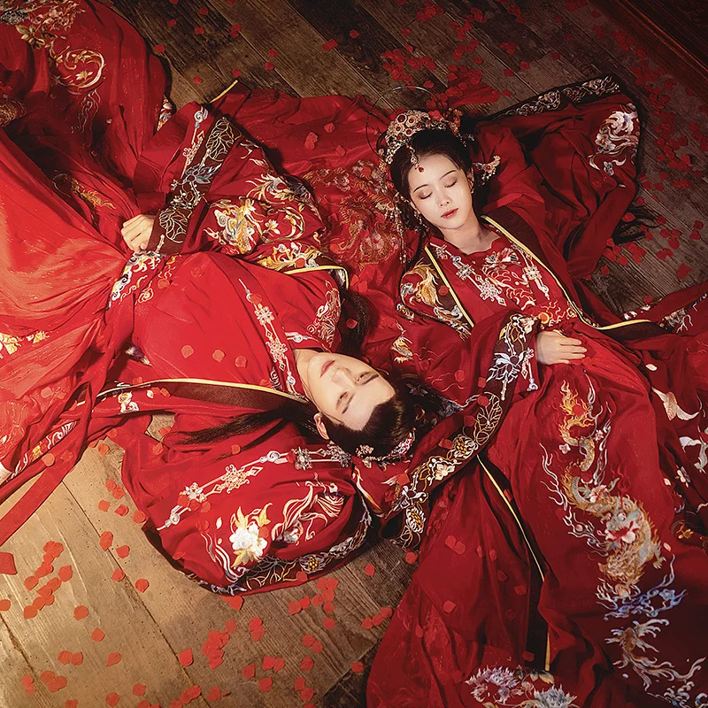 

Chinese Style Grand Wedding Dress Men and Women Hanfu Wedding Dress Hand-embroidered Top-quality High-end Tailor Limited Edition