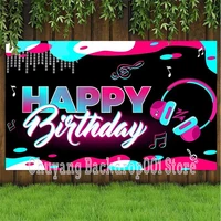 happy birthday backdrop video music party teenage social media photo background photocall prop decoration banner