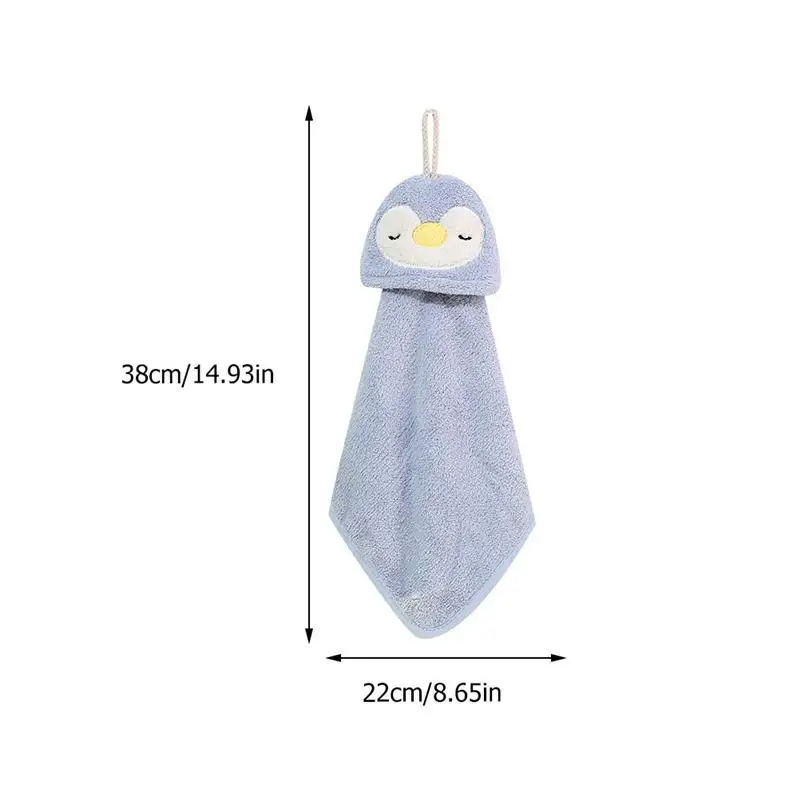 

4Pcs Hanging Lovely Animal Hand Towels Coral Fleece Absorbent Towels (Assorted Color)