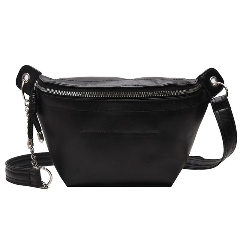 Модная однотонная поясная сумка с цепочкой широкий пояс женская через плечо