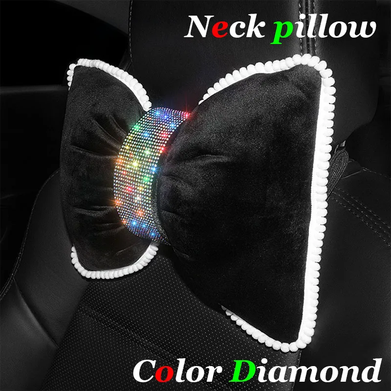 

Crystal Rhinestone Diamond Car Neck Pillow Car Seat Headrest Cushion Auto Interior Decoration Accessories Fit Ladies Girls Gift