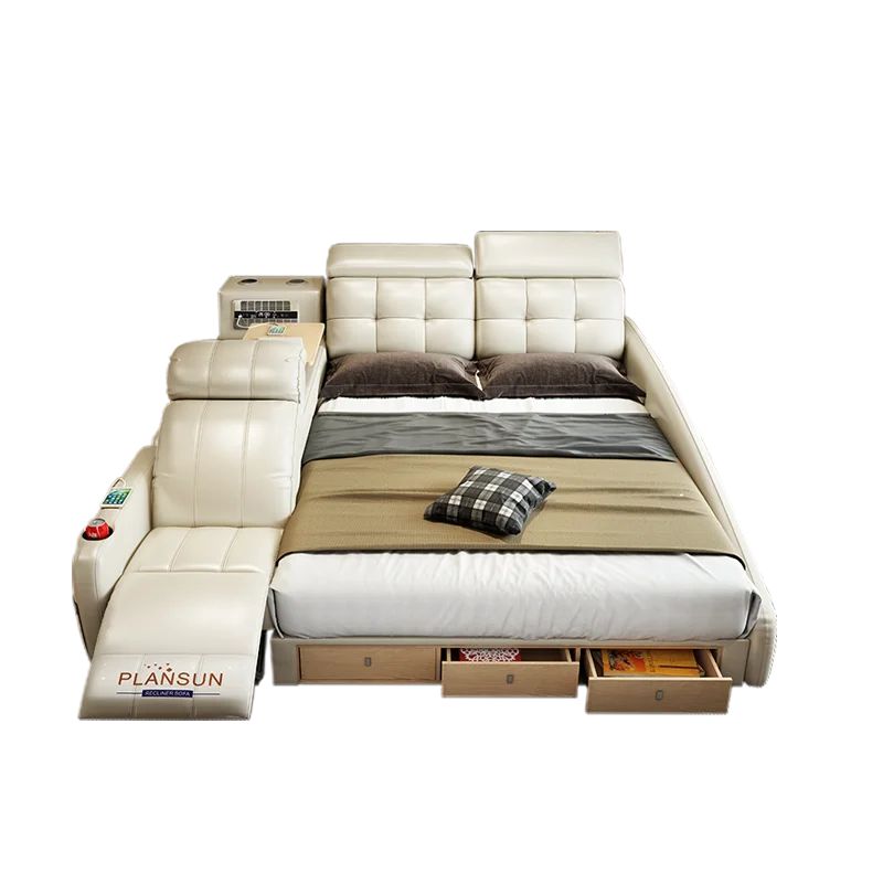Современная умная кожаная кровать king size muebles de dormitorio мягкая с кожаной рамкой для