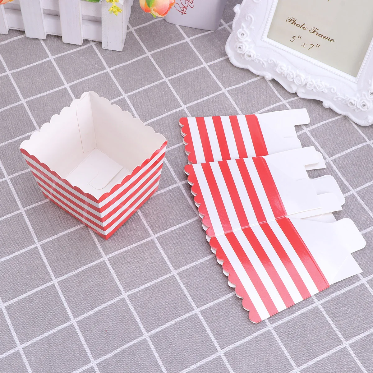 12pcs Disposable Popcorn Boxes Bags Snack Popcorn Box Party Supplies Food Container Tableware For Baby Shower Birthday Favors