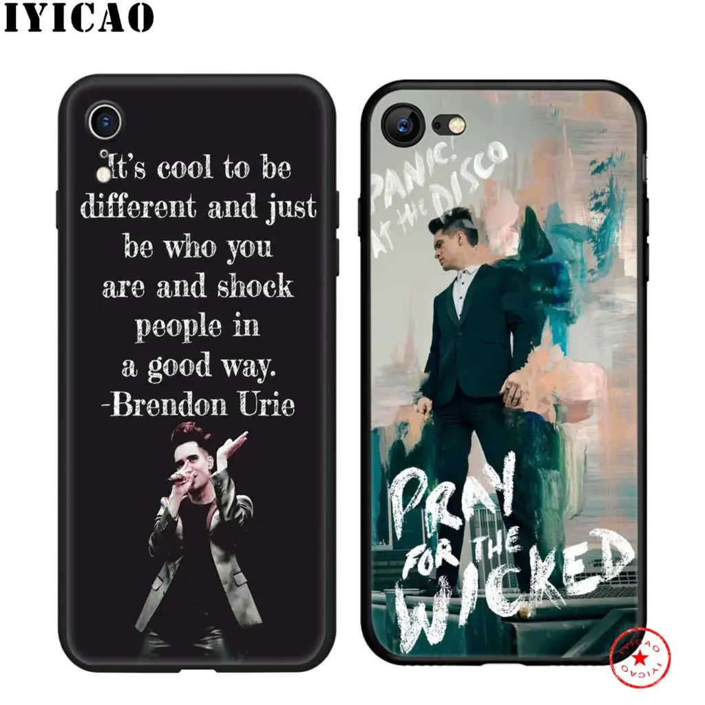 Силиконовый чехол IYICAO Panic At The Disco мягкий черный для iPhone 11 Pro Xr Xs Max X или 10 8 7 6 6S Plus 5 5S |