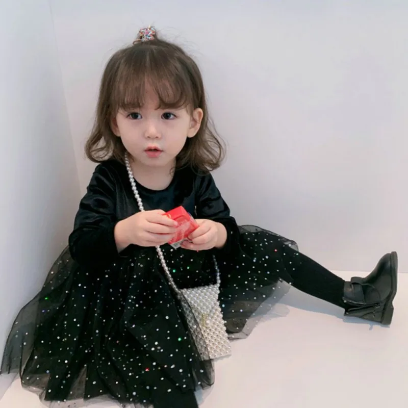 

Girls Starry Dress Princess Dress Mesh Girls Clothes Children Clothing Long Sleeve Autumn 121