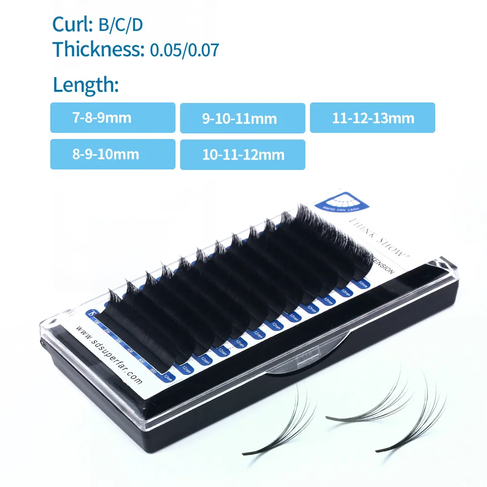 THINKSHOW 1s Blossom Black Caramel Easy Fan Bloom Individual Eyelash Extensions Faux Mink Eyelashes Thick Natural Camellia Lash | Красота и