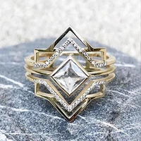 ustar geometric rhombus statement finger rings for women jewelry square cubic zirconia gold engagement rings female anel gift