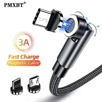 fast charge magnetic cable 3a 540 rotate micro usb type c cable magnetic charging cable for iphone 12 pro max huawei xiaomi cord