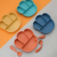 4 compartment wheat straw tray divided dinner plate spoon fork set utensil dishes tableware kit for newborn toddlers