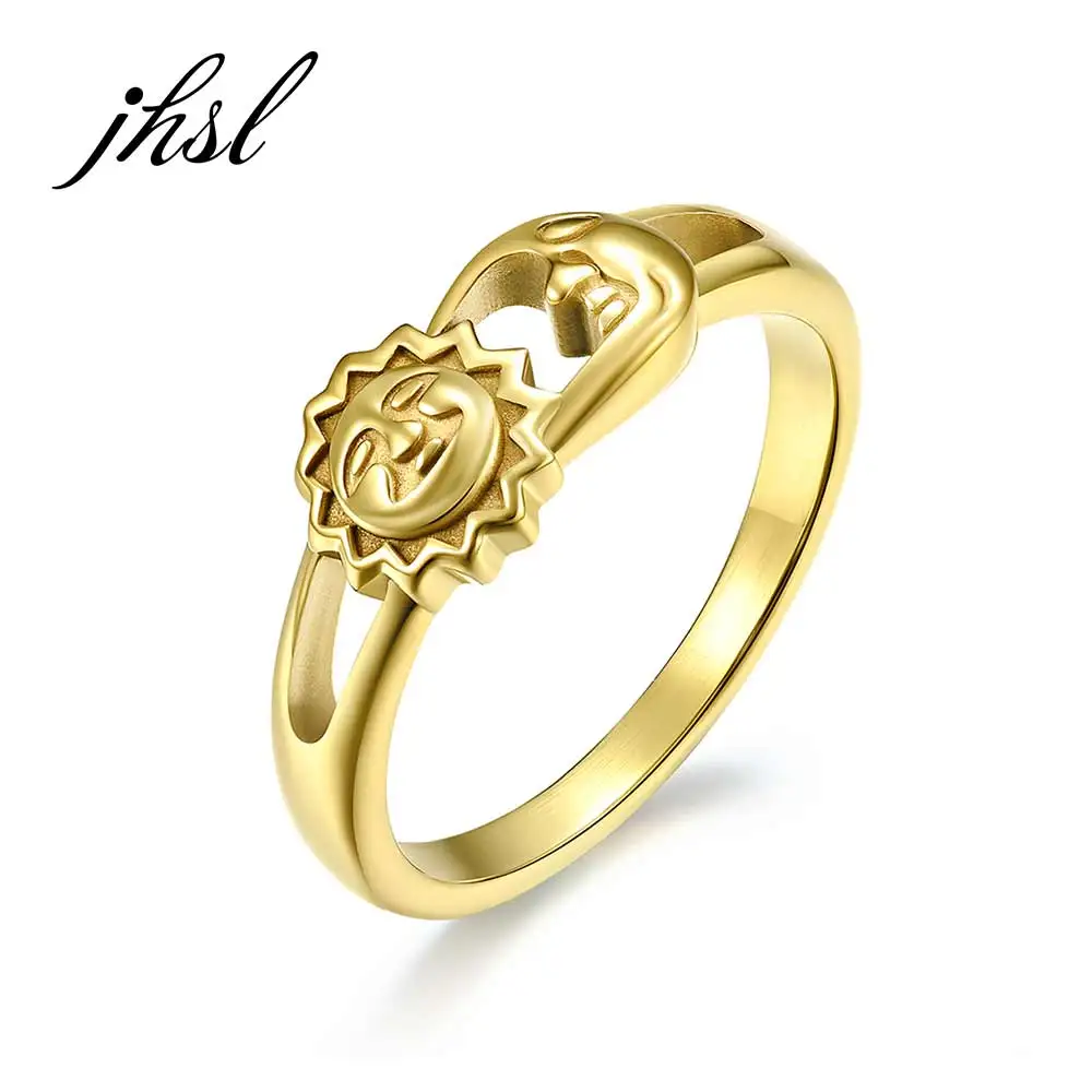 Кольца унисекс из нержавеющей стали цвета розового золота серебра с Луной и