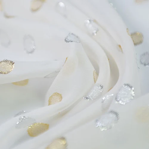 Чистый Шелковый жоржет марлевые ткани Серебряный и Золотой горошек дизайн SCG426 |