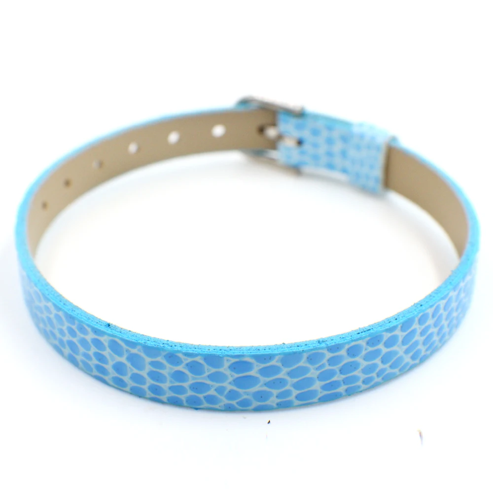 light blue 10 шт 8 мм браслет с рисунком "Змеиная кожа" 8 мм* 210 мм pu кожаный браслет DIY Аксессуары подходят 8 мм скользящие подвески - Окраска металла: light blue
