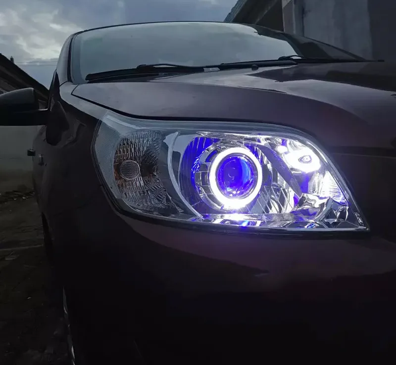 

Osmrk HID LED headlight assembly angel eye daytime running light with turn signal for Chevrolet LOVA