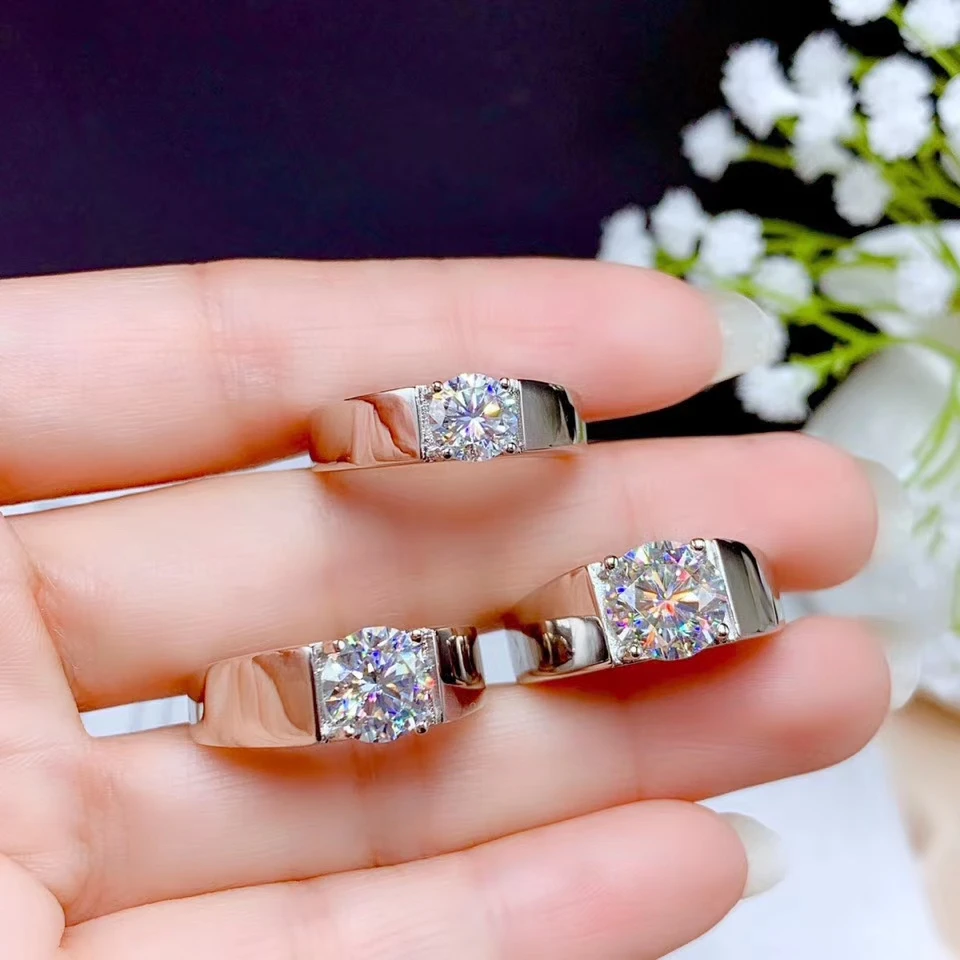 

moissanite ring for men jewelry engagementfor wedding 925 silver strong muscular style man gift