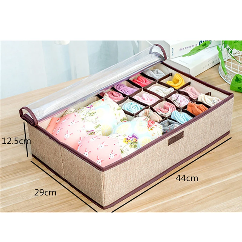 Коробка льняная для нижнего белья органайзер хранения небольших предметов 17