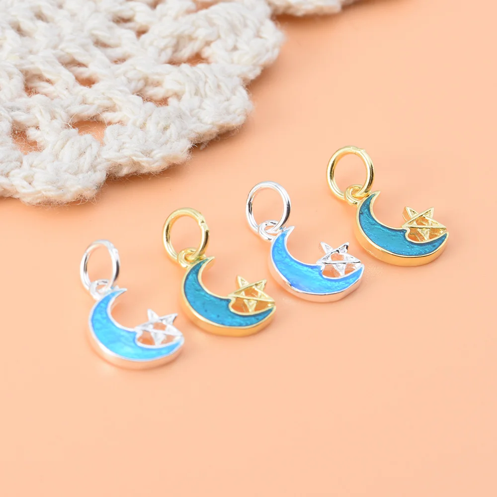 Подвеска из стерлингового серебра 925 пробы с Луной и звездой пластиковый кулон