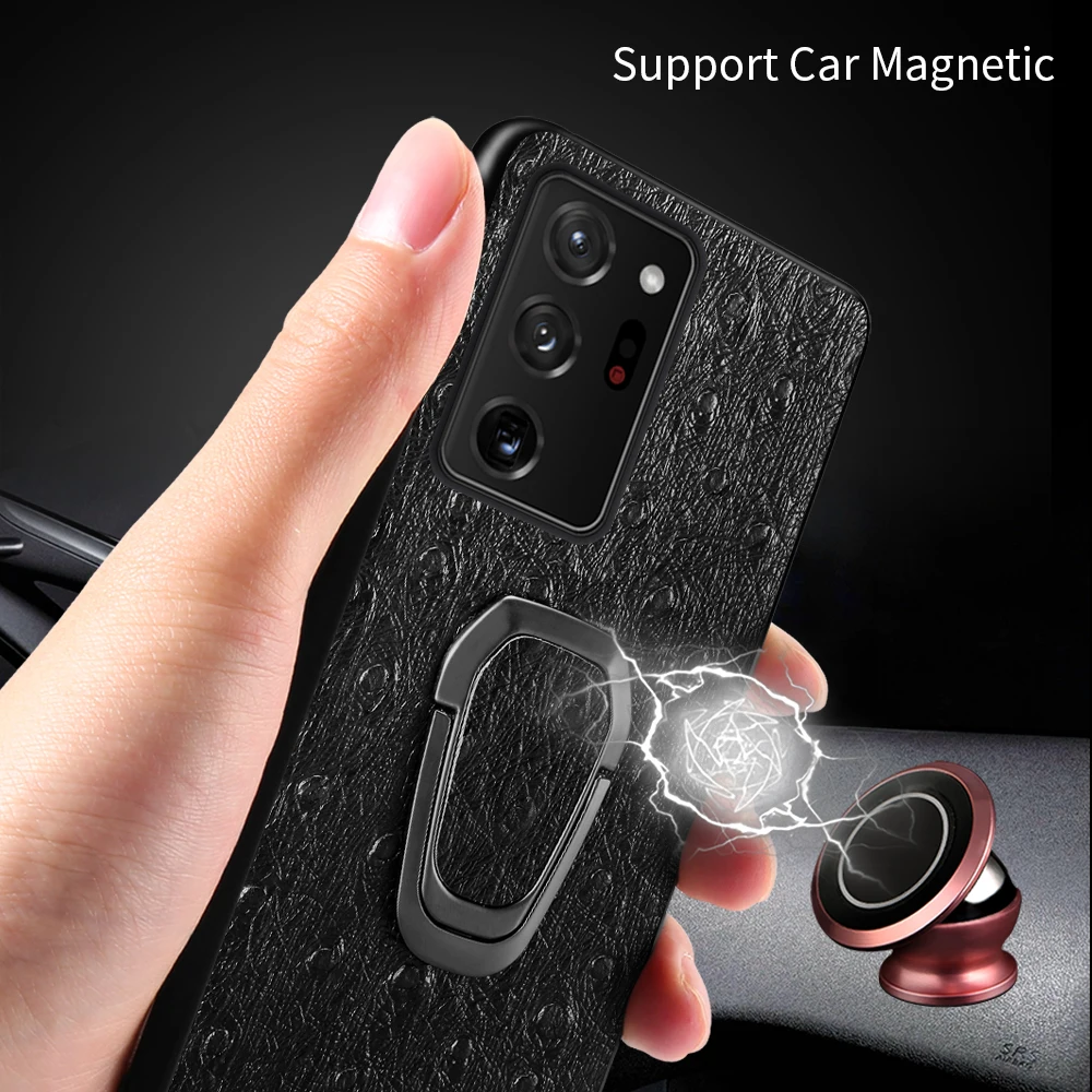 Чехол LANGSIDI с магнитным кронштейном из страусиной кожи для Galaxy Note 20 ultra Samsung S20 Plus s10