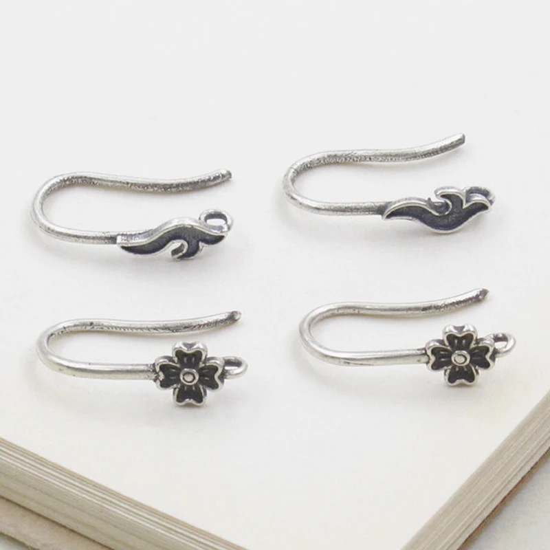 1pair Hot 925 Sterling Silver Handmade Earring Finding Material  Old Leaf Ear Hook DIY Jewelry Making Supplies Accessories