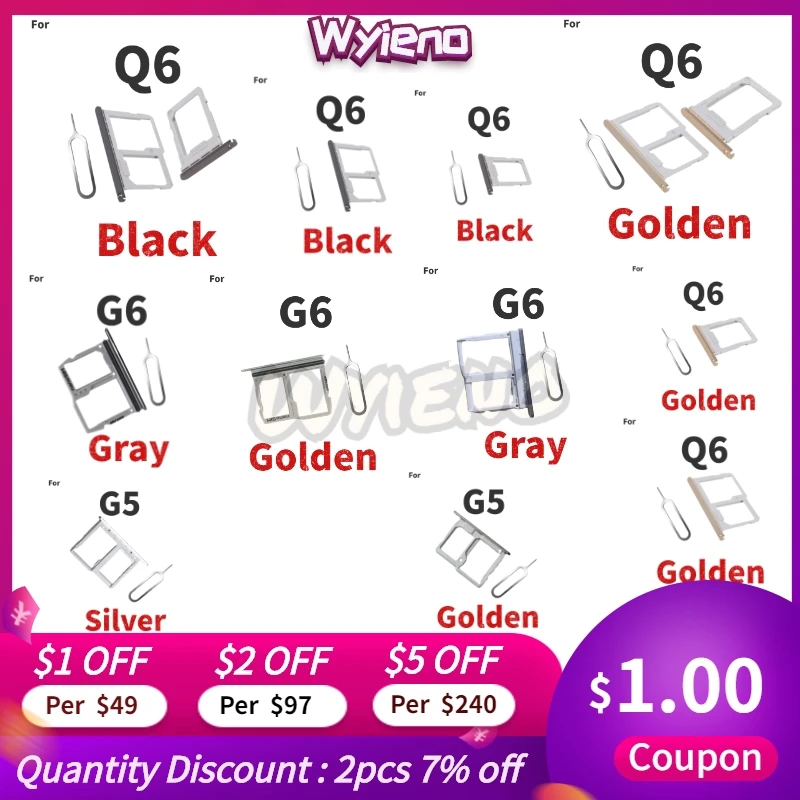 Лоток для SIM карты Wyieno LG G6 H871 H872 LS993 VS998 H873 H870K H870 G5 H850 H820 H830 H831 LS992 Q6 SD лоток|Шлейфы