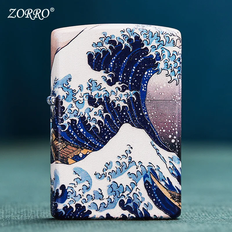 

Colorful Lacquer Kanagawa Surfing Lighter Dimensional Sense of Times Send A Friend A Gift Windproof Lighter Smoking Accessories