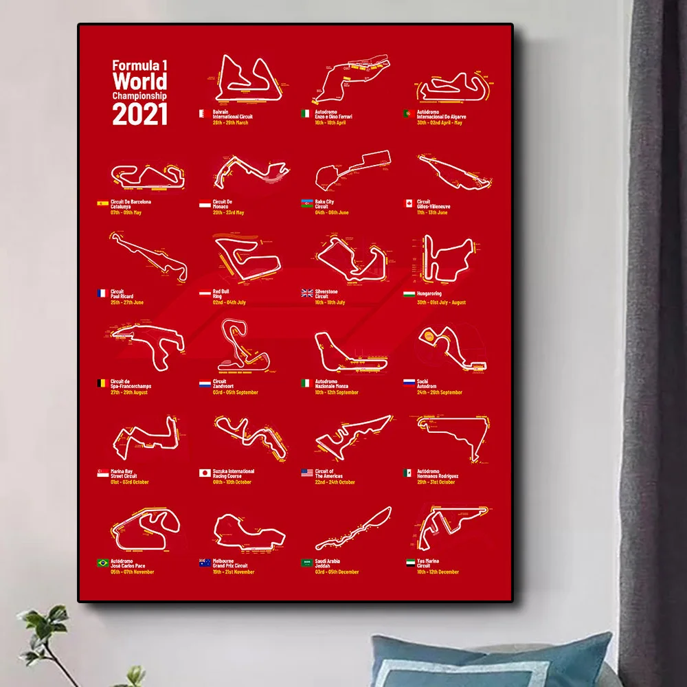 2021 F1 формула большой плакат по цене гоночного календаря схема карта трассы