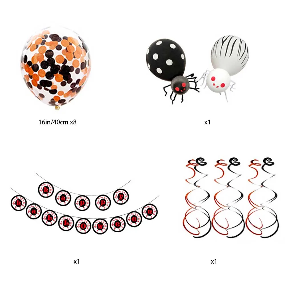 

Halloween Colorful Balloon Set Aluminum Film Balloon Combination Pull Flag Flower Ball Home Theme Party Decoration Accessories
