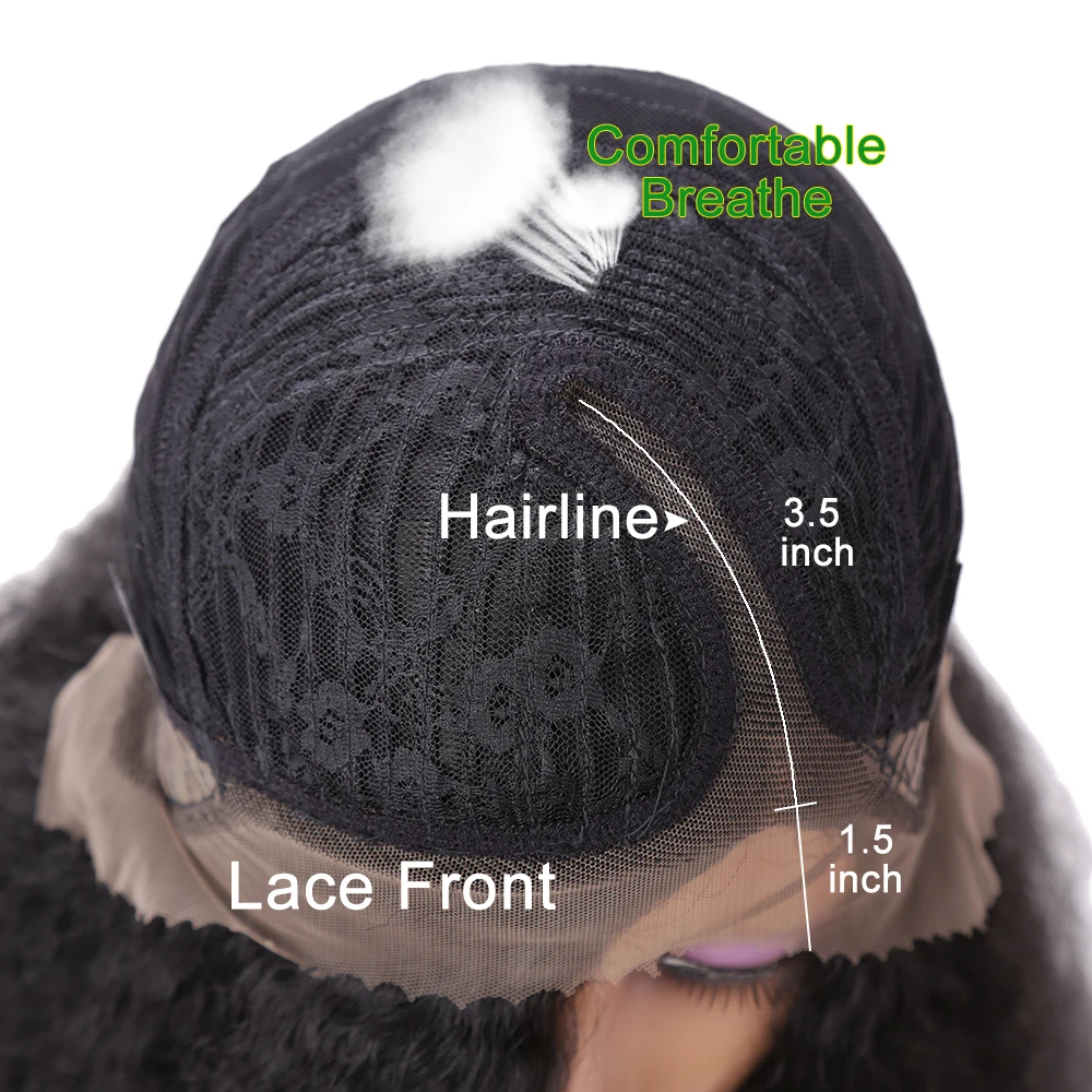 24 дюйма курчавые прямые Yaki 150% плотность бразильские синтетические кружевные