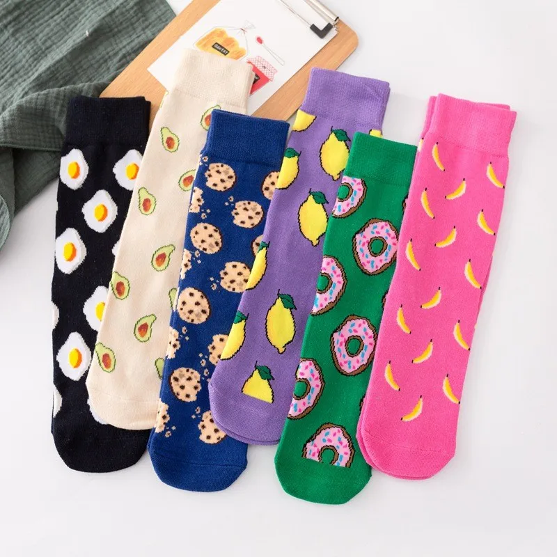 

Socks Egg / Pizza / Sushi Harajuku Food Cartoon Socks Japanese Yellow Hip Hop Funny Creative Man Unisex Socks 2021 New Tend