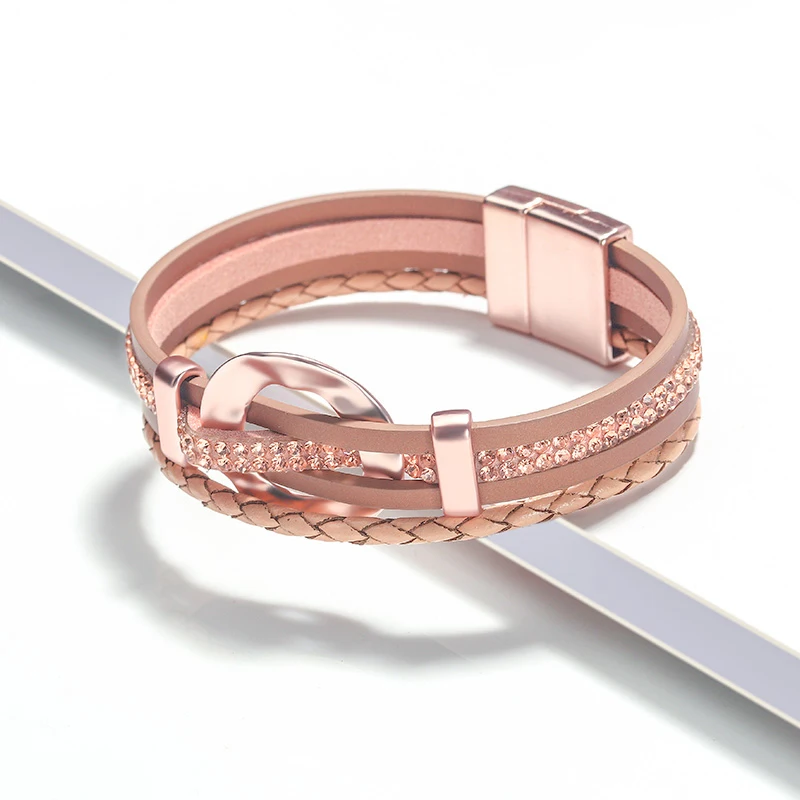 

ZG Leather Bracelet For Women 2020 Fashion Ladies Bohemian Metal Charm Wrap Jewelry браслеты
