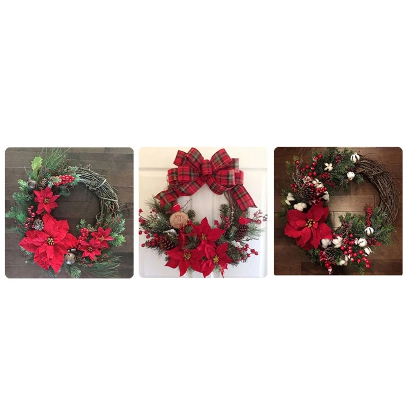 

Christmas Wreath with Artificial Red Berries Rattan Decorative for Front Door Wall Window Home Farmhouse Decor Housewarming Gift