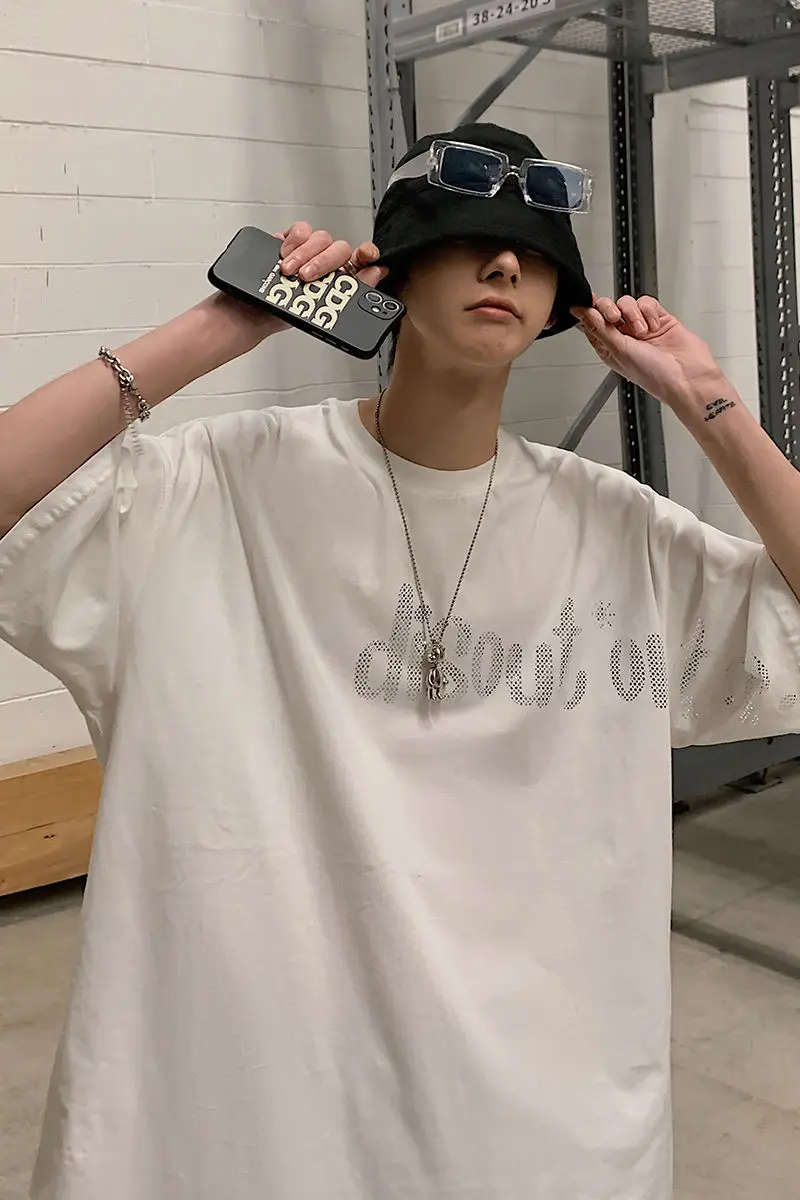 

2021 Summer New Youth Popular Men's Loose Large Size Letter Printing Short-sleeved T-shirt Fashion Casual Round Neck Pullover