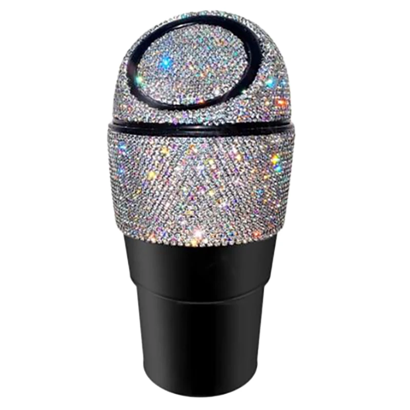 

Rhinestone Auto Garbage Can Car Trash Can with Lid Mini Garbage Bin for Automotive Car, Home, Office, Kitchen, Bedroom