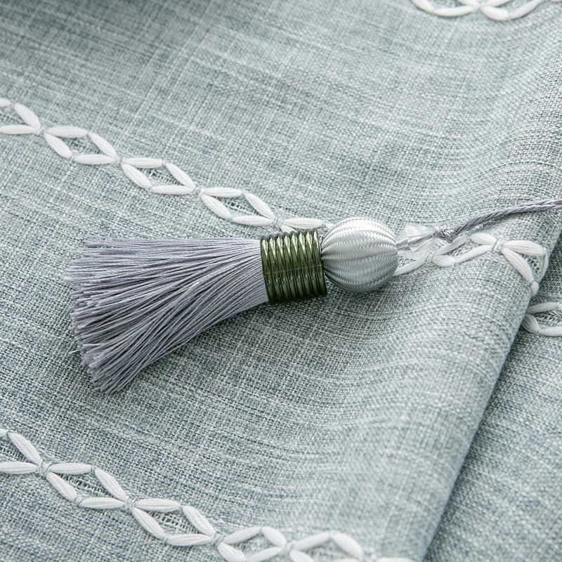 Двухуровневая скатерть из хлопка и льна с кисточками для свадебного обеденного