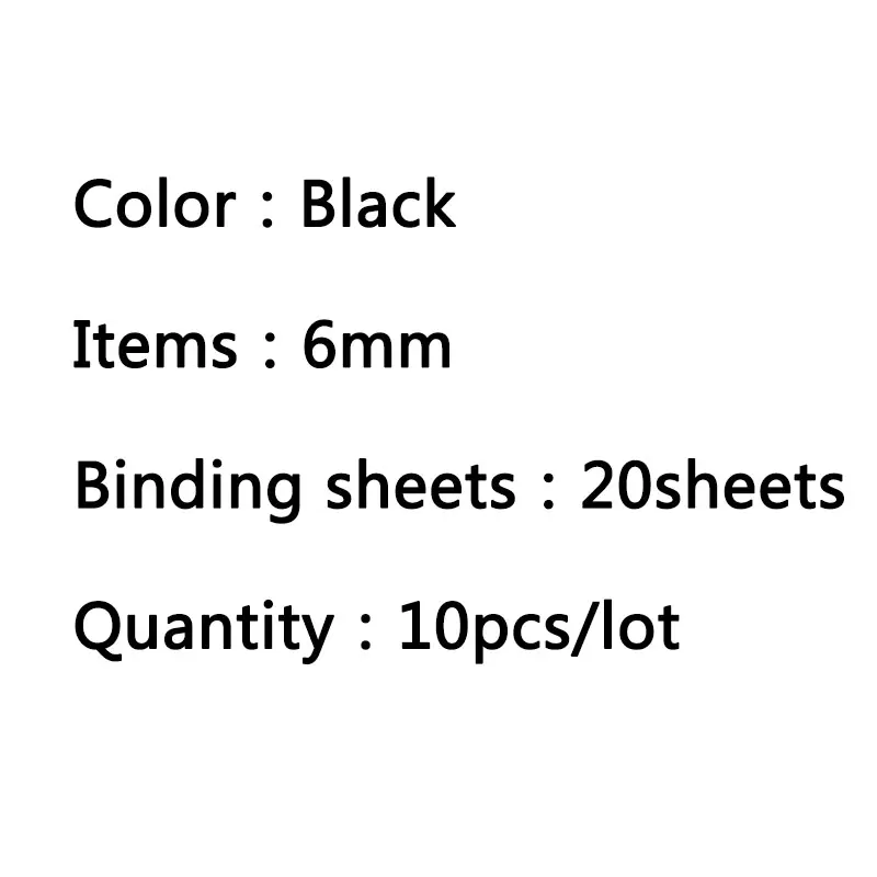 Black-6mm 10PCS 21 Hole Binding Ring 6-12mm Loose-leaf Spiral Coil Scrapbook Album Binding Aprons PVC Binder Rings Notebook Office Supply - Цвет: Black-6mm