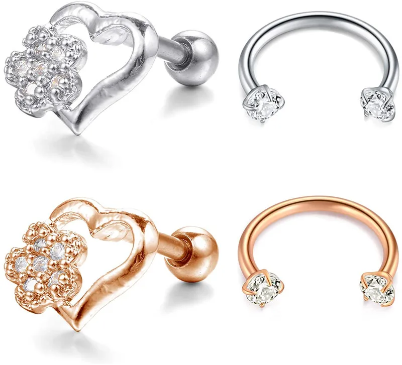 Серьги гвоздики в форме звезды 4 комплекта хирургическая стальная спираль