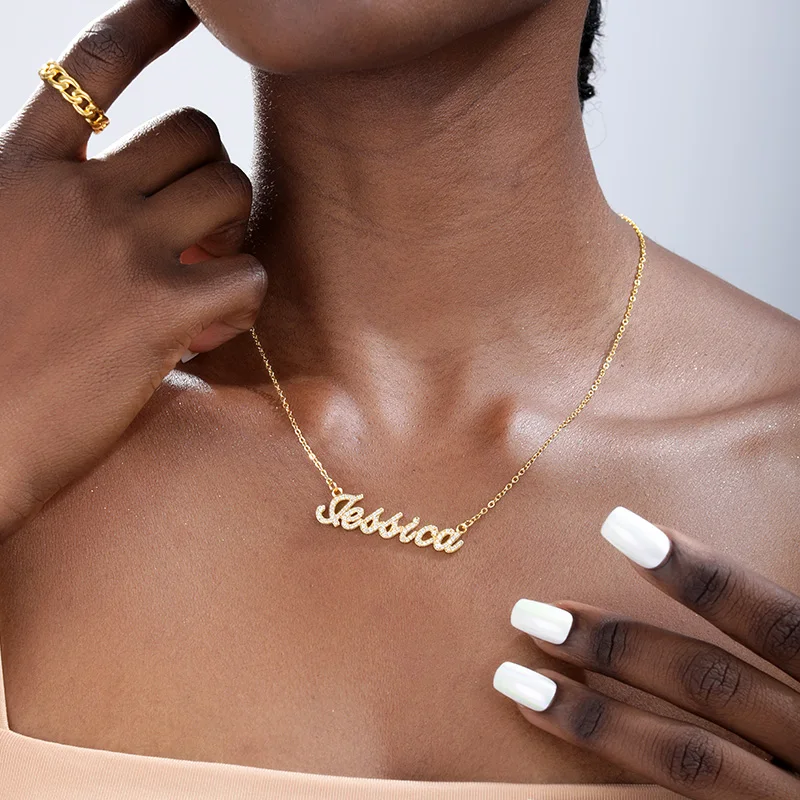 Персонализированное имя серебряная с золотом цепь ожерелье из нержавеющей стали