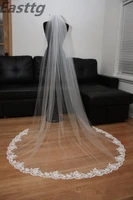 whiteivory 2m 3m 4m wedding accessories wedding veil long with comb lace mantilla cathedral bridal veil veu de noiva real photo