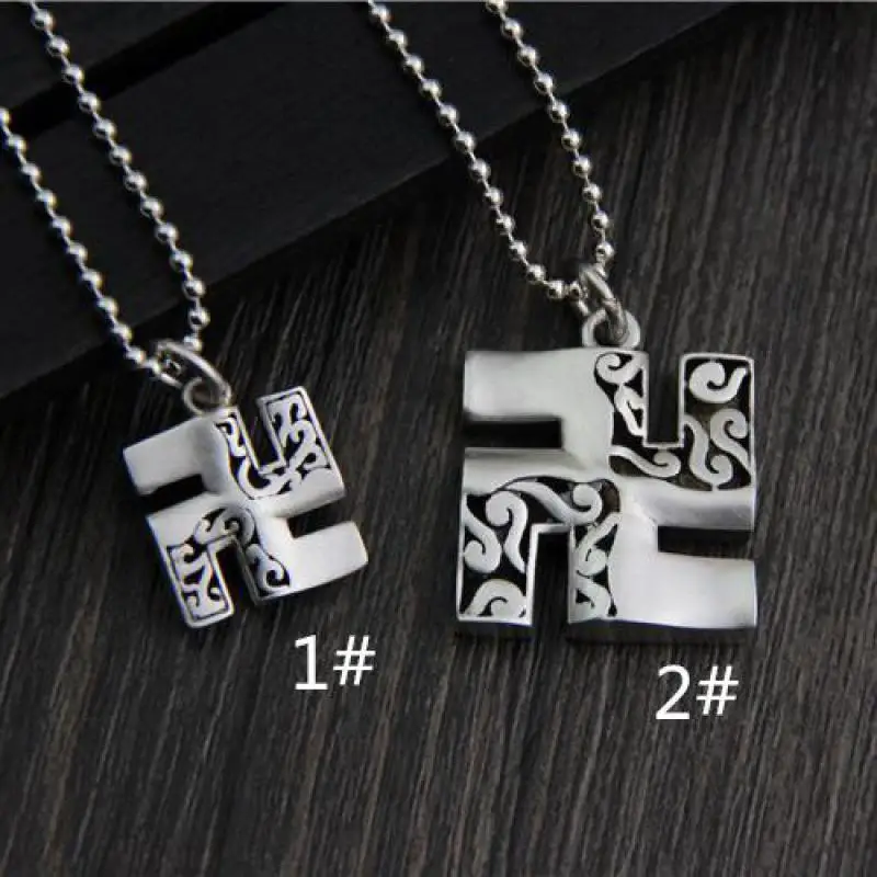 Ожерелья и подвески буддийская Свастика 100% Настоящее серебро 999 пробы винтажные