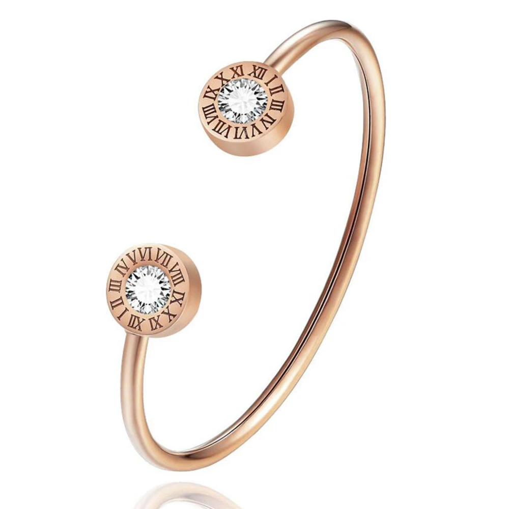 Rose gold Регулируемый Открытый браслет из нержавеющей стали браслеты 3 цвета манжеты браслеты для женщин ювелирные изделия подарок для девочек - Окраска металла: Rose gold