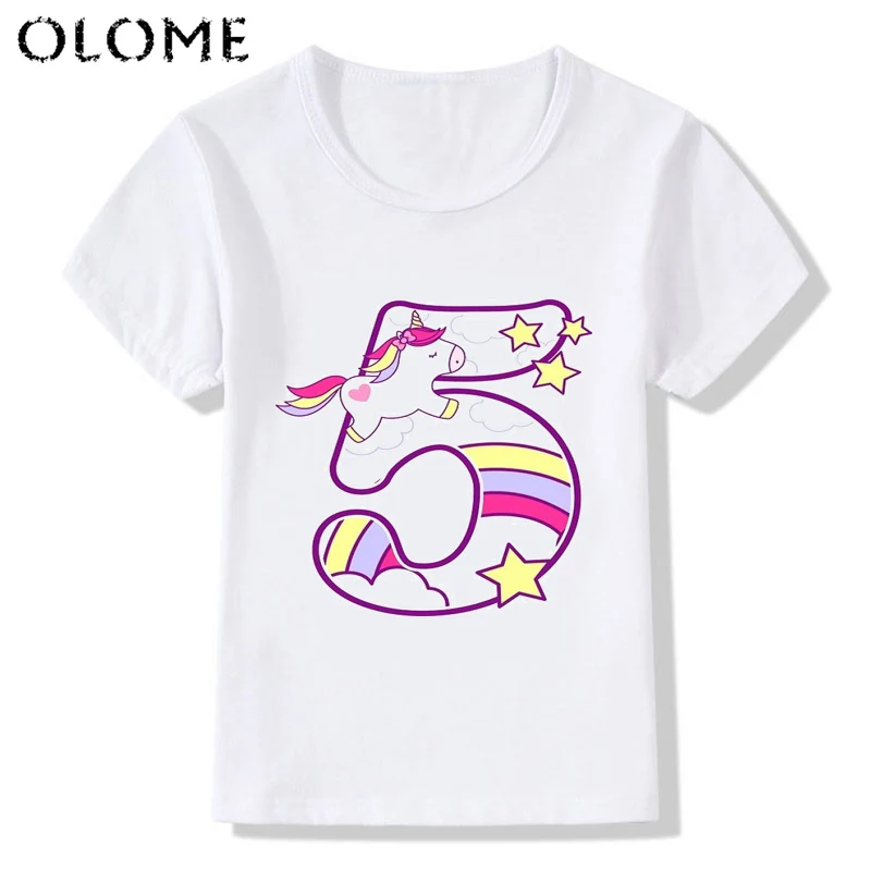 Малыш счастлив Стразы образуют цифру 1 ~ 9th в виде единорога из мультфильма Милая