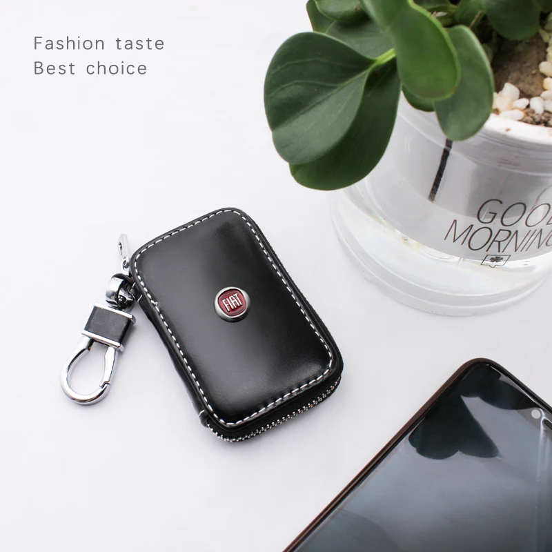 Genuine Leather Key Wallet Car Key Case Compatible with Fiat Panda Bravo Punto Linea Croma 500 595 Accessories - Multi-Function Key Holder image 6