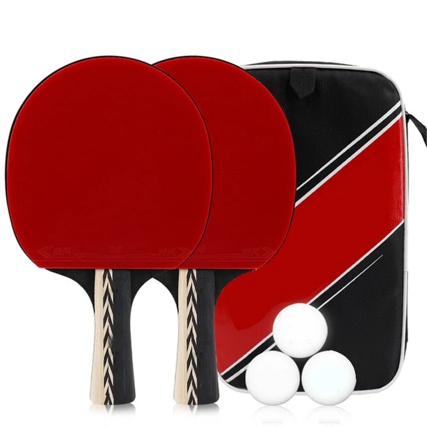 

P401 Professional Table Tennis Set Portable Double Face Pimples-In Long Or Short Handle Table Tennis Bat Racket With 3 Balls