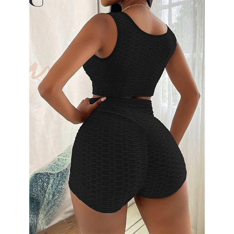 

Women Summer Two Piece Set Casual Solid Color Sleeveless Tank Tops Shorts Jogger Suit Sport Tracksuit Matching Sets Hot Sale