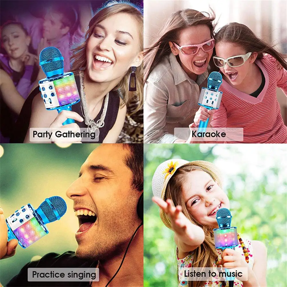

Professional Bluetooth Wireless Microphone Hand held Microphone Speaker Karaoke Music Player Broadcasting Integrated Equipment