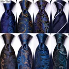 Темно-синий полосатый Шелковый Свадебный галстук с пейсли для мужчин, мужские галстуки-запонки ручной работы, модные деловые вечерние галстуки, Прямая поставка