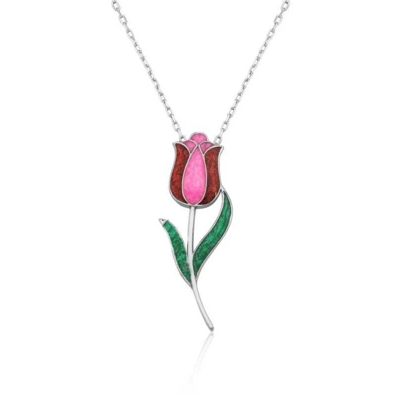 Ожерелье с имитацией серебряного тюльпана | Украшения и аксессуары