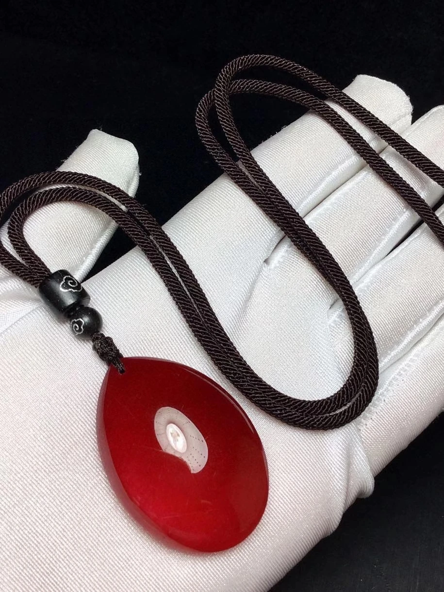 

Natural Red Rutilated Quartz Woman Rare Oval Pendant 41*28*15mm Jewelry Love Stone Gemstone Necklace Genuine AAAAA