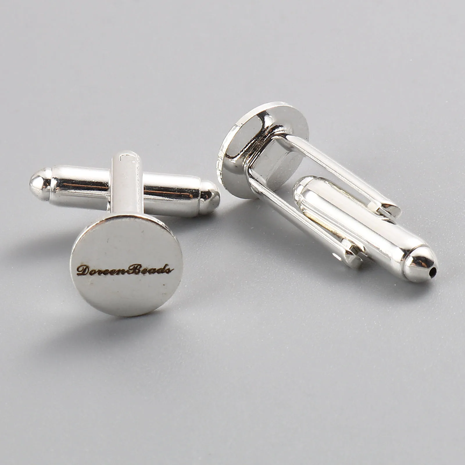 

DoreenBeads Cuff Links Round Silver Plated Rotatable (Fits 10mm ) 25mm x 10mm, 10 PCs