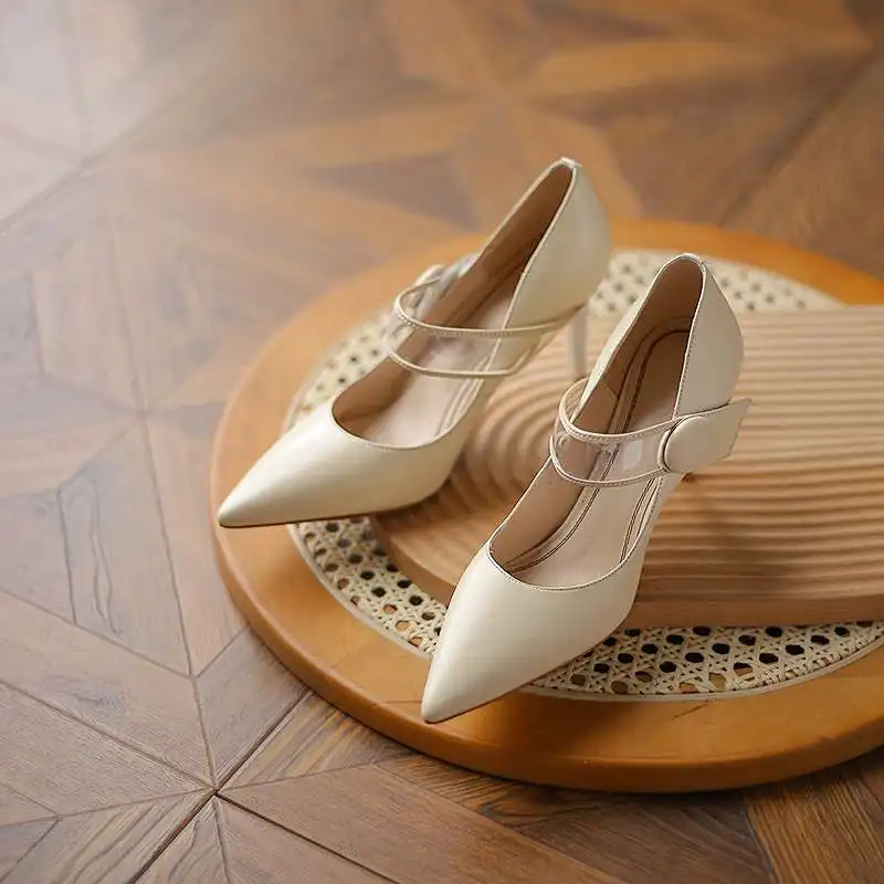 

Krazing Pot new genuine leather pointed toe thin high heels European style young lady daily wear shallow fashion women pumps L21