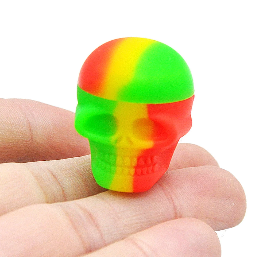

100pcs Wholesale 3ml Silicone Container Storage Oil Jar Box Skull Shape Nonstick Wax Kitchen Home Smoking Smoke Accessories
